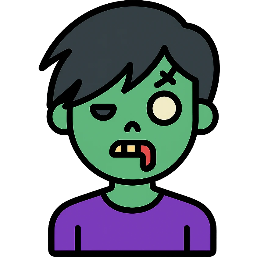 boy zombie with black hair edgar and emo emoji