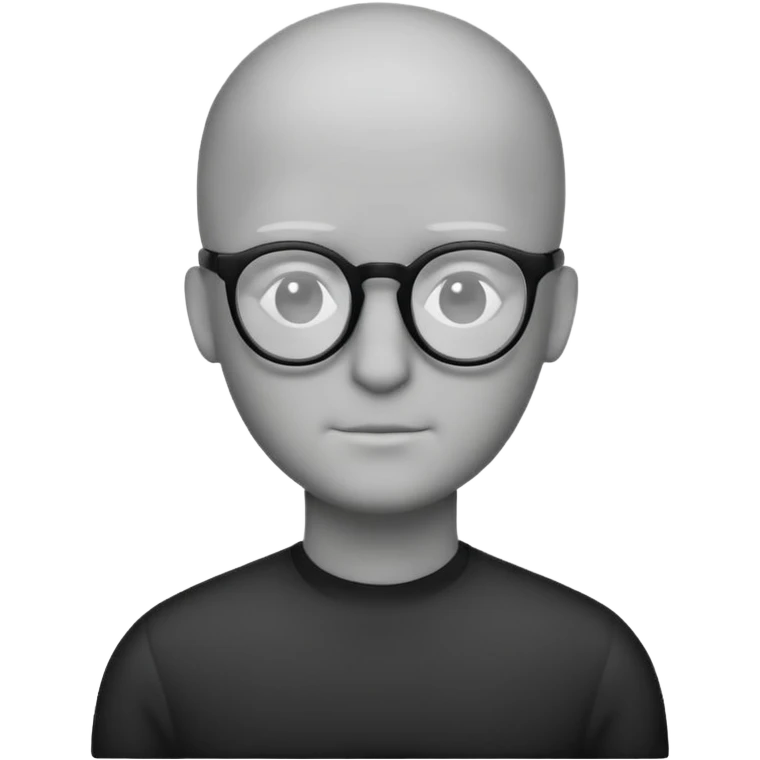 Minimalist flat vector icon, iOS style, thin black outline on a white background. Human silhouette. Black, completely monochrome, matte. Impersonal, no eye sockets, no hair. Wearing glasses. emoji