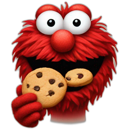 Red Muppet eating cookie emoji