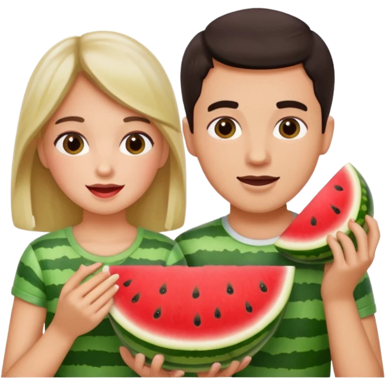 Couple eating Watermelon  emoji