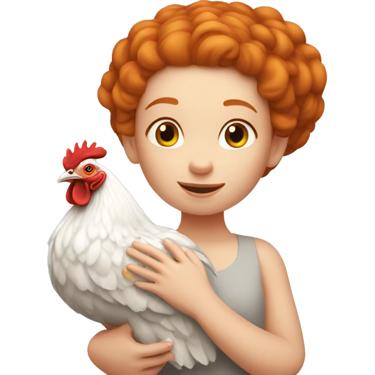 Ginger girl with a brahma hen emoji