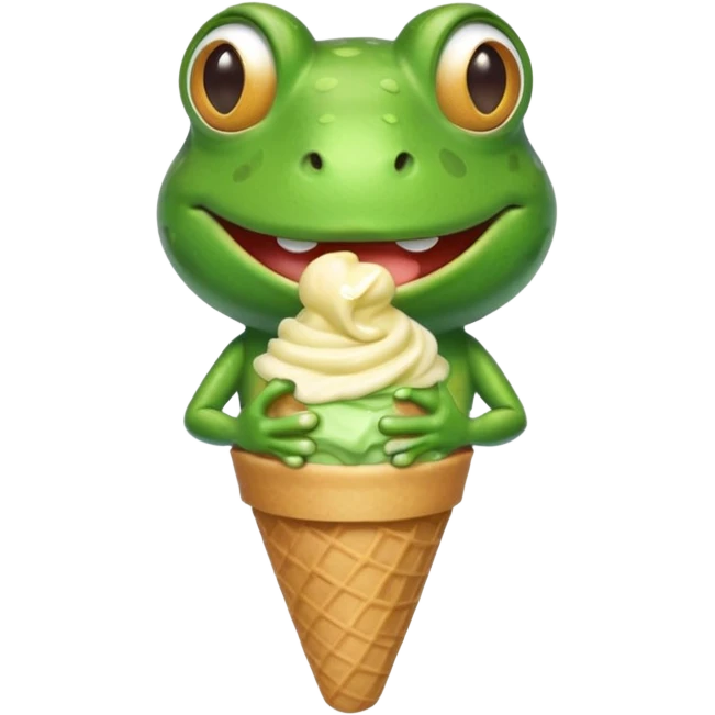 dondurma yiyen kurbağa emoji
