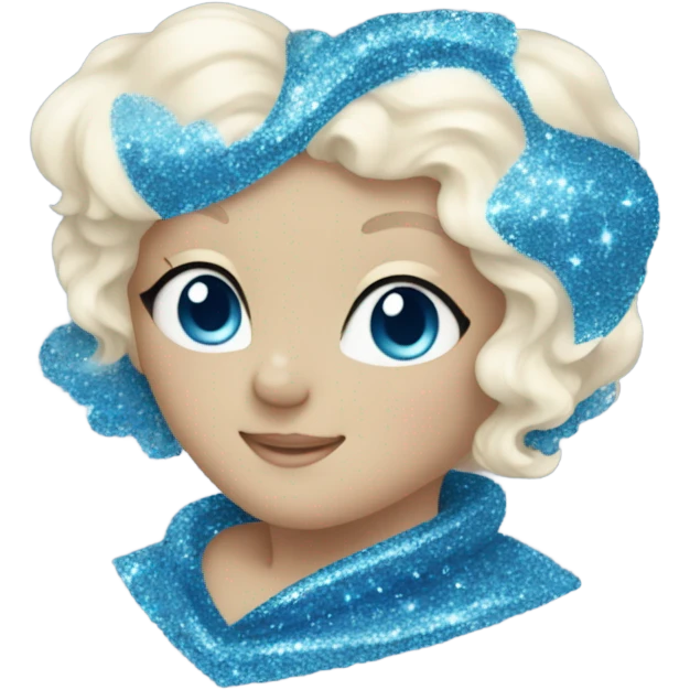 Blue cream colored glitter heart emoji