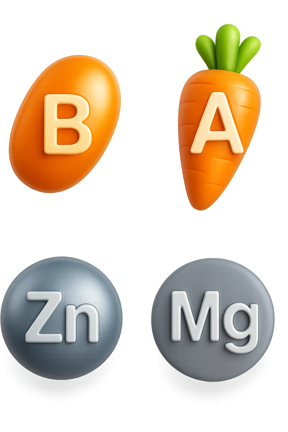 emoji stile iphone in 3d di vitamina B, vitamina A, zinco, magnesio, iperrealistico 4k emoji