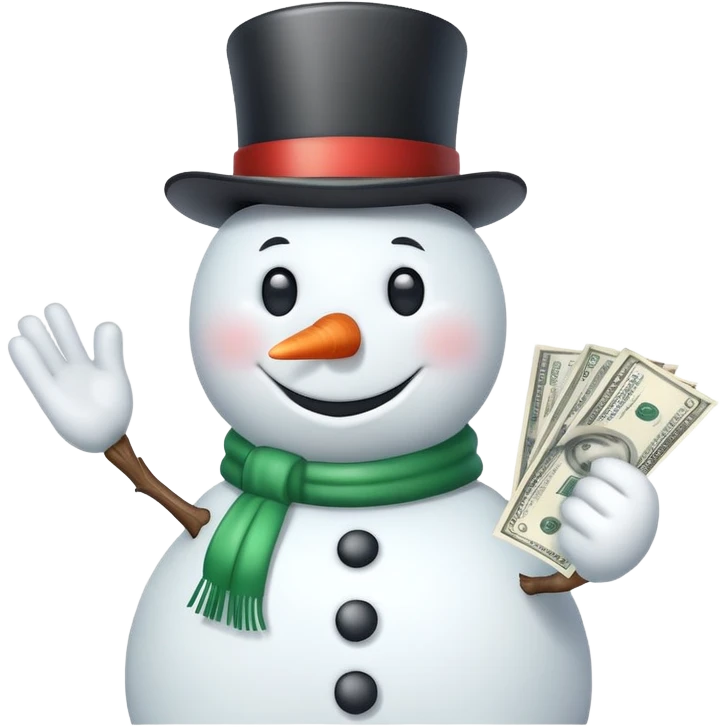 Cool snowman flaunting money emoji