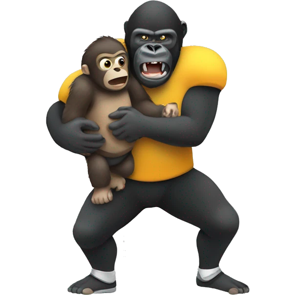 A small football player being held by a gorilla  emoji