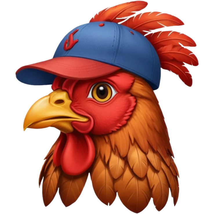 rooster with baseball cap emoji