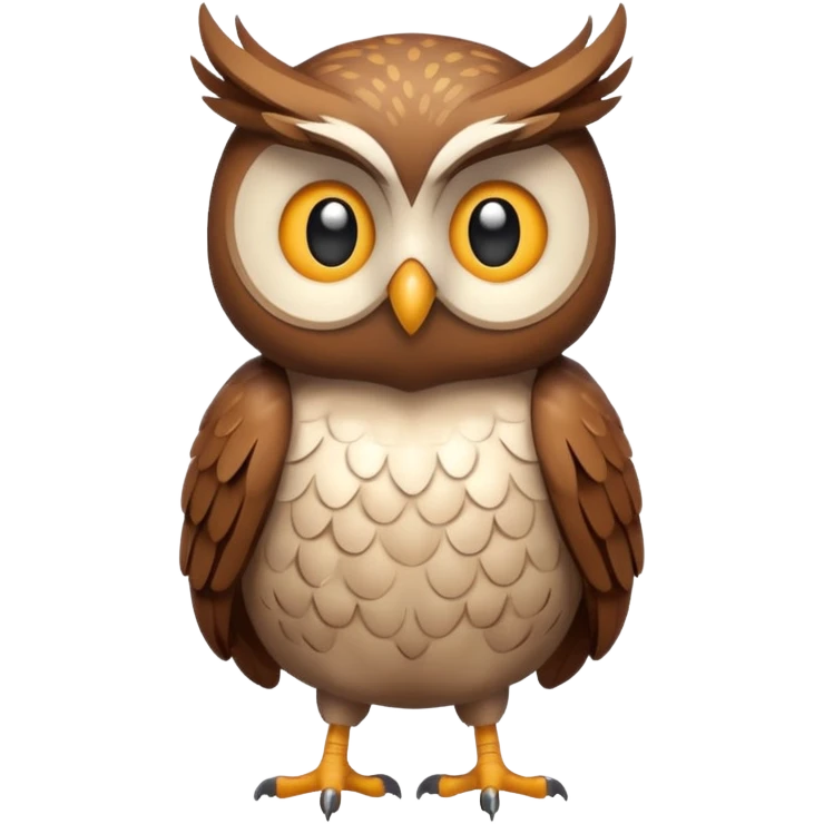 Create a single emoji of an Owl in full body, shown at a slight side angle in a natural, characteristic pose. Cute and stylized like an emoji, but clearly recognizable.
 emoji