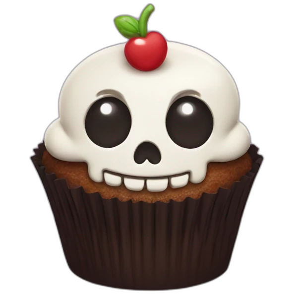 Happy skull cupcake emoji