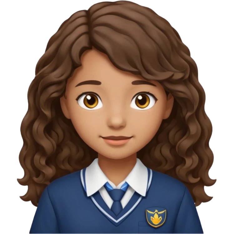 Quiero a una persona morena no tan morena , que sea una adolescente , que lleve uniforme escolar , con un pelo ondulado pero que sea negro castaño,pero no regido , pero que tenga una sonrisa suave, pero que este con un fondo blanco. Pero no tan ondulado tirando para liso y un poco largo emoji