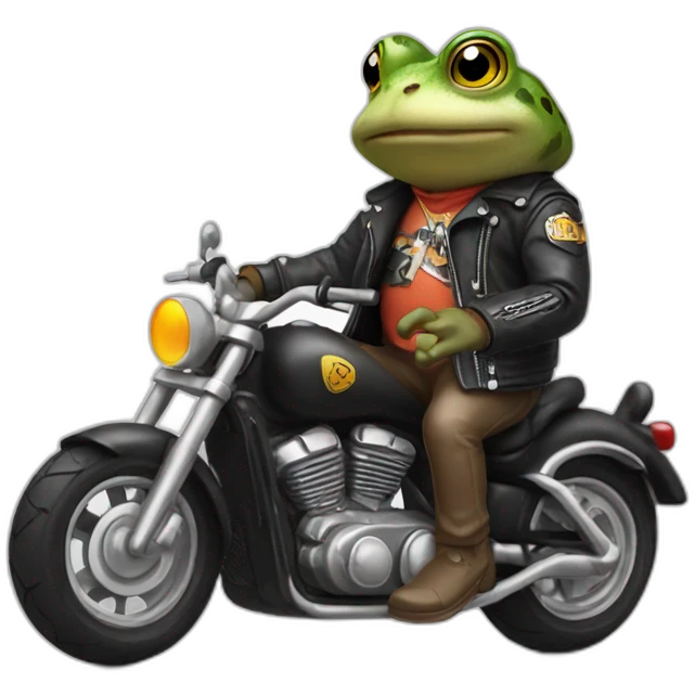 Toad in motorbike with rock and roll jacket emoji