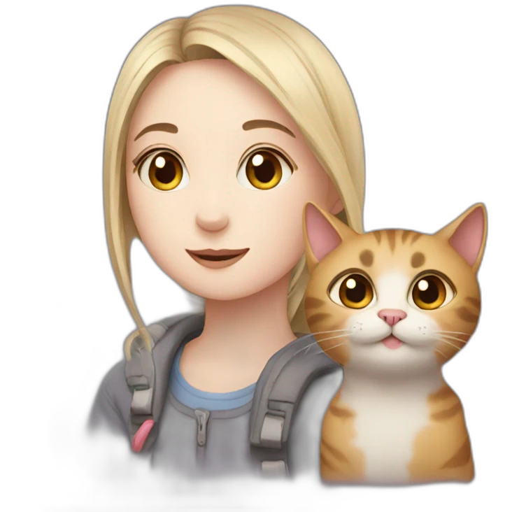 Cat and girl emoji