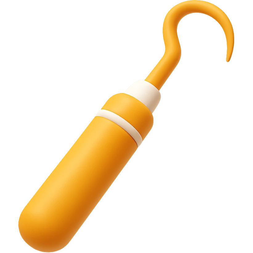 3D orange dental explorer tool emoji