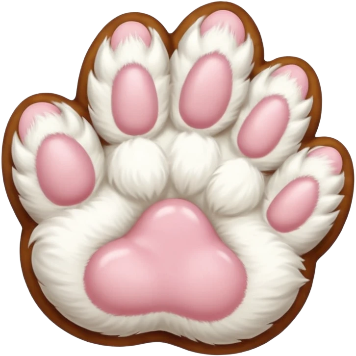 Fluffy white cat paw with six toes emoji