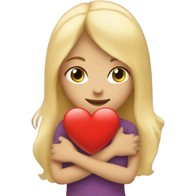 Blonde girl hugging a heart  emoji