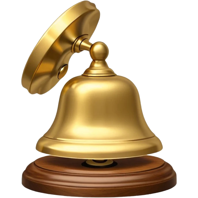 A hotel bell with a polished brass surface on a wooden base emoji