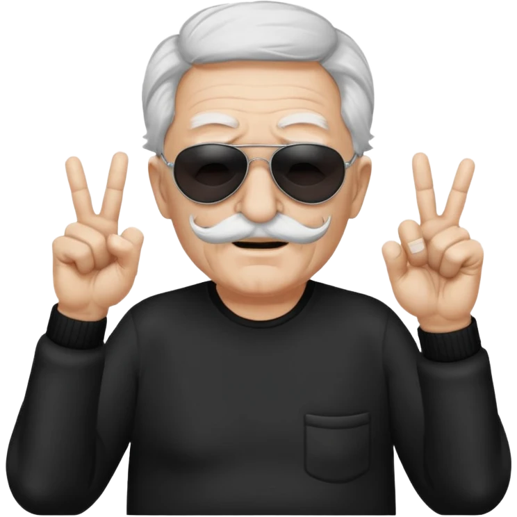 Some white old guy with a mask on and black shades with it also holding up the middle fingers emoji