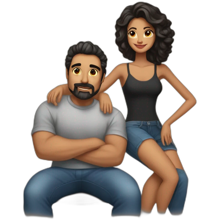 Chico moreno barba negra y chica morena pelo largo  emoji