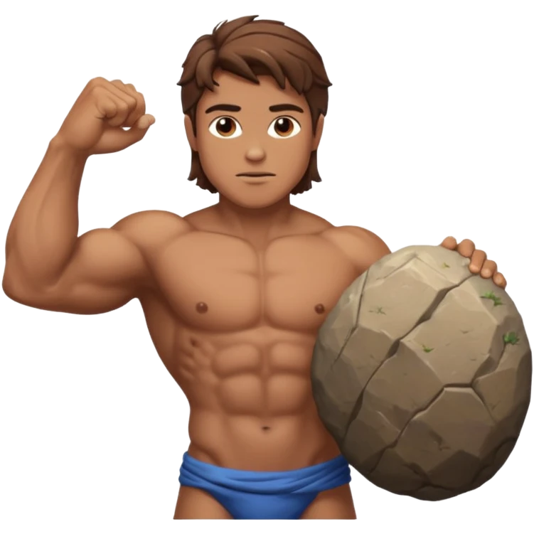Atlas the greek god with a A big rock and shirt Without a hole WITH BROWN HAIR emoji