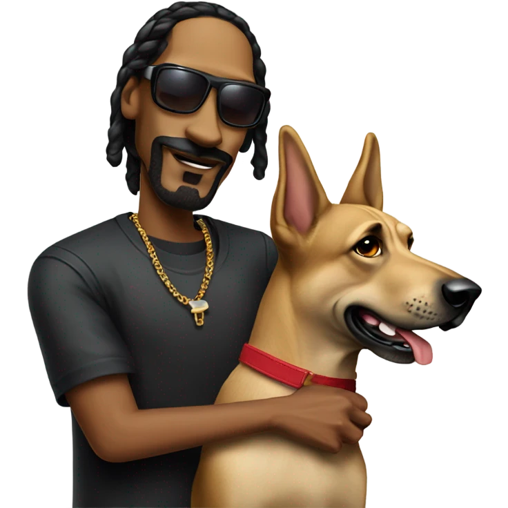 Snoop dog the rapper with a German Shepard mile high club emoji