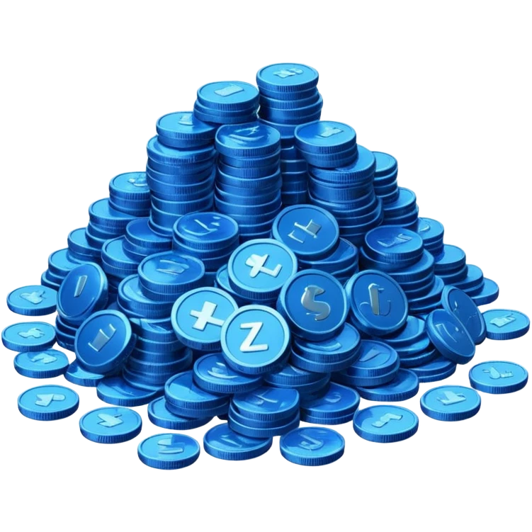 large pile of blue coins emoji