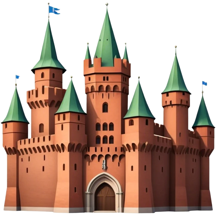 Cinematic Realistic Malbork Castle Landmark Emoji, depicted as an imposing medieval fortress rendered with rich detail and dramatic, historic lighting. emoji