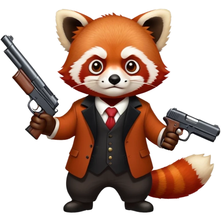 Gangster red panda holding a gun  emoji