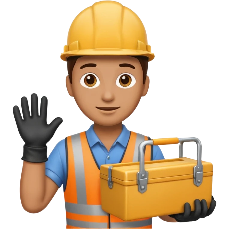 manual worker emoji wearing gloves carrying toolbox emoji