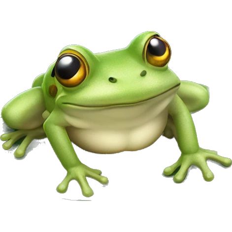 Frog on water lily leaf with flower emoji