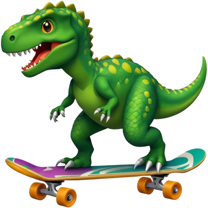 Dinosaur on a skateboard emoji