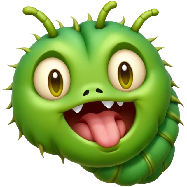 Cinematic Realistic Cute Yawning Caterpillar Portrait Emoji, Head tilted slightly with a dramatic, wide-open yawn, showcasing a soft, downy segmented body in vivid green with subtle drooping and half-closed, drowsy eyes, rendered with intricate natural texture and gentle shadows, high shine, relaxed yet expressive, styled with a dash of woodland charm, soft glowing outline, capturing the essence of a sleepy yet affectionate caterpillar that appears ready to stretch out and rest among the leaves! emoji