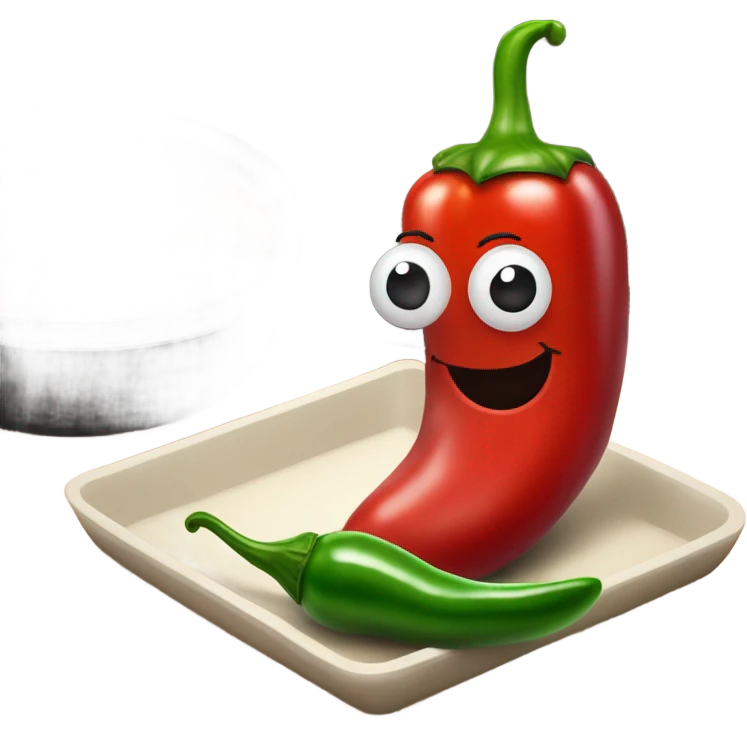 a smiling chili with hotpot emoji
