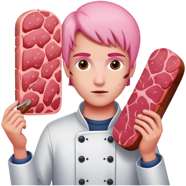 pink artist painting a SPAM meat portrait landscape  emoji