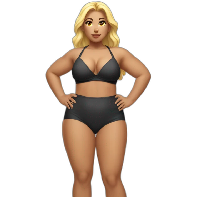 Slim-thicc Caucasian woman bikini superhero pose (beach body) emoji