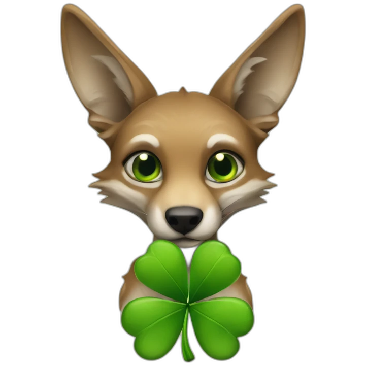 Jackal holding lucky clover emoji