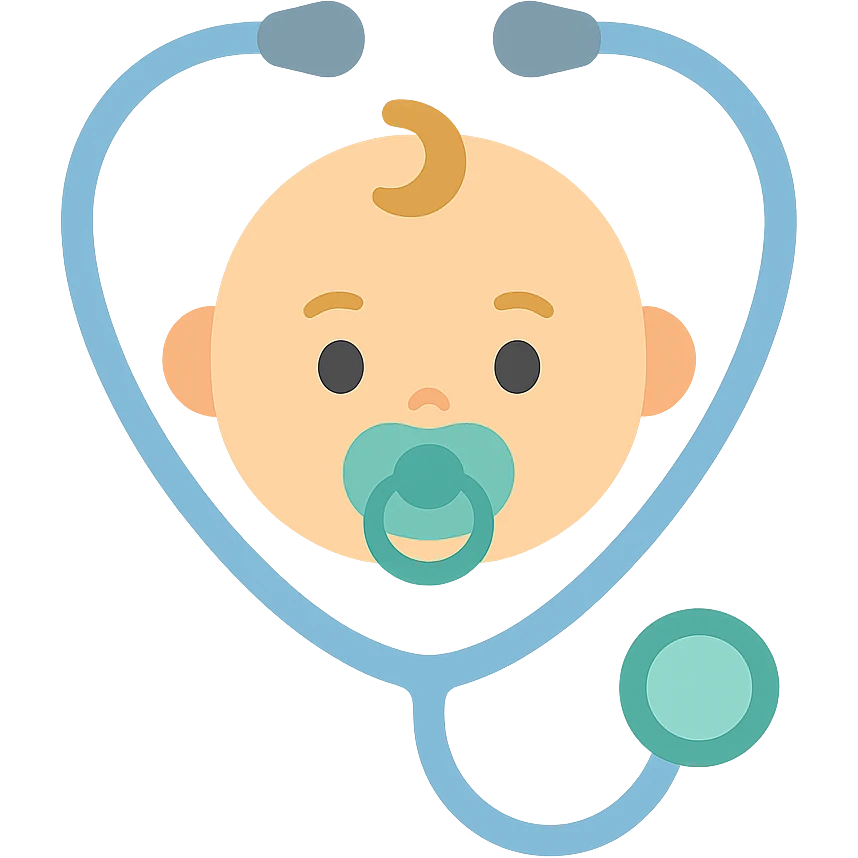Prompt (на английском, как принято для генерации изображений):
"A clean, high-quality vector illustration of a baby's face with a pacifier, surrounded by a stethoscope forming a heart shape around the head. The design should include soft shadows and glossy highlights for depth and realism. Smooth lines, pastel color palette, minimalistic but expressive details. Ideal for a medical or pediatric logo or illustration. White backgroun emoji