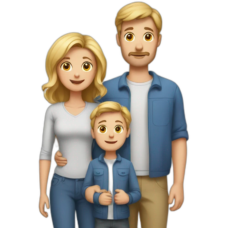 European Family with mum and dad and three boys emoji