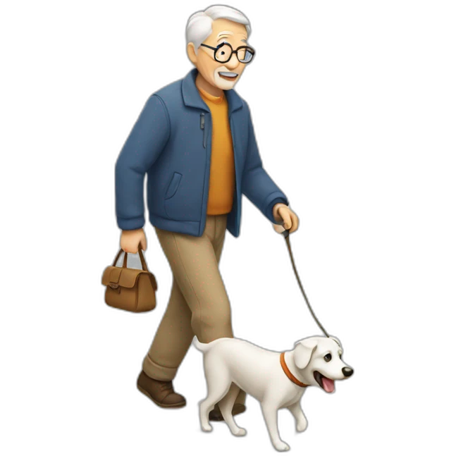 old man walking dog emoji