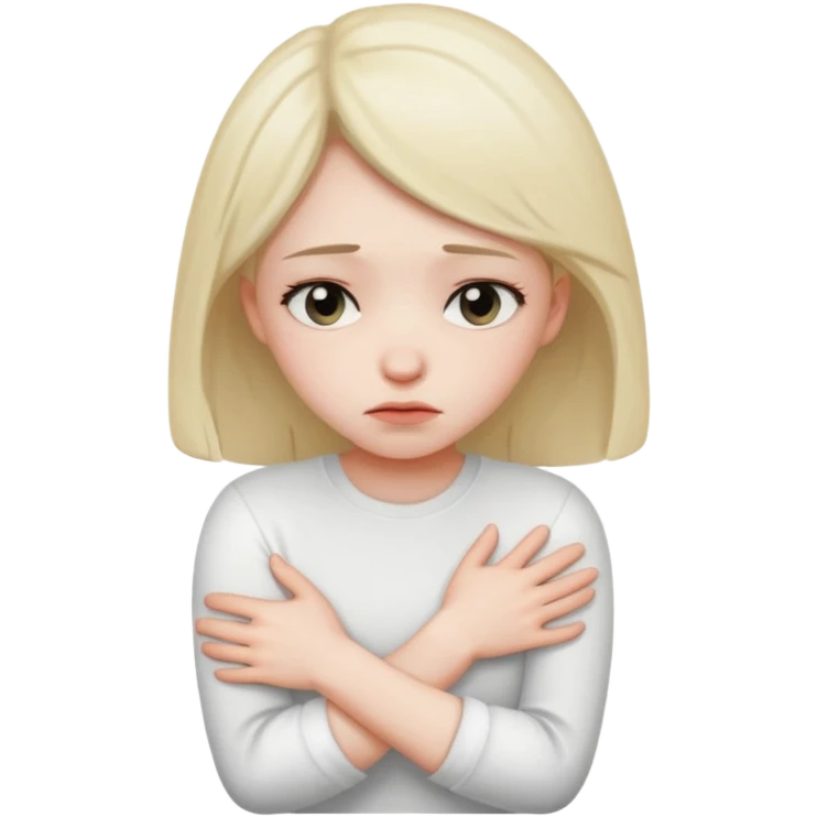грустная девушка обнимает себя руками emoji