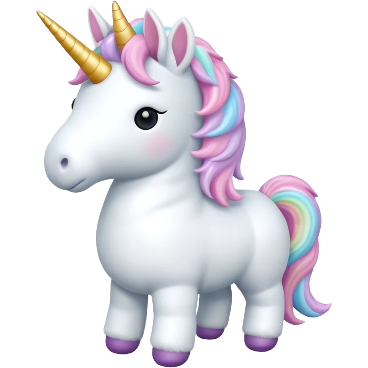 white unicorn toy facing towards camera full body emoji