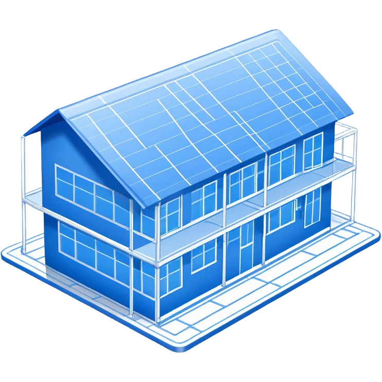 blue blueprint plan with white lines, side view emoji