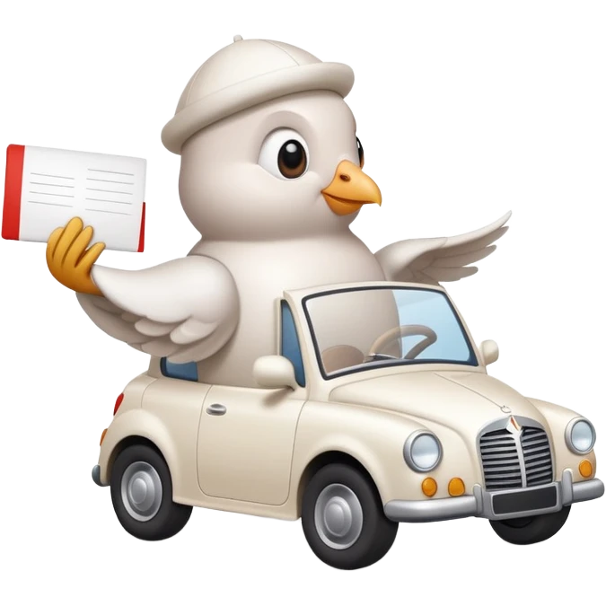 Dove with letter have the pope in car emoji
