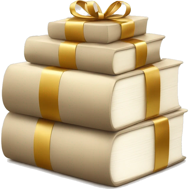 a stack of beautiful beige books with a gift emoji