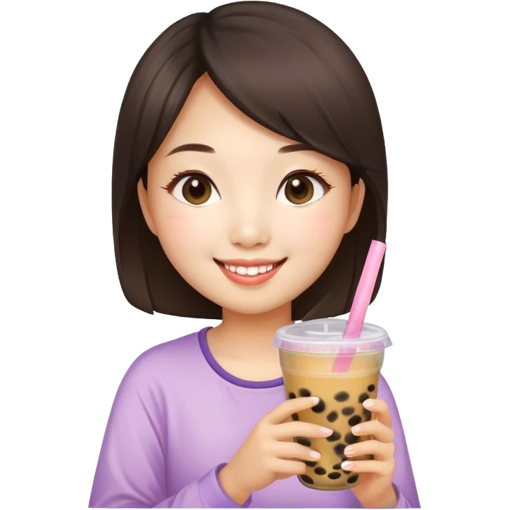 Girl drinking a bubble tea emoji