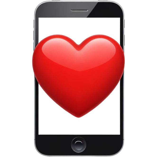 smartphone with a big heart emoji
