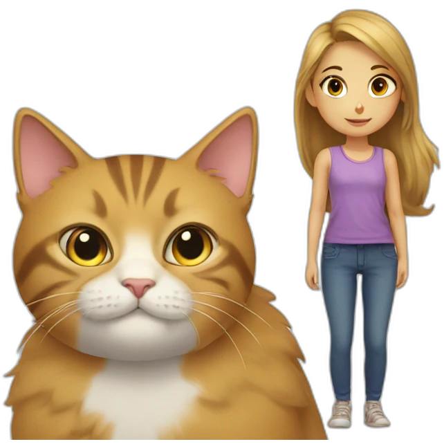 Cat with girl emoji