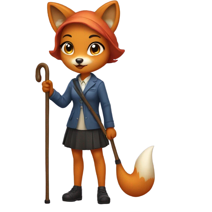 fox girl with a cane in her hand emoji