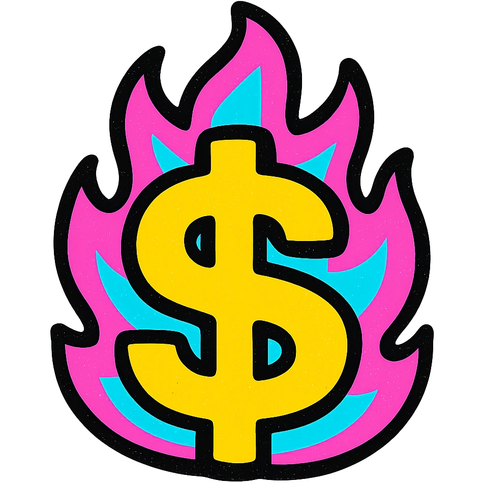 dollar sign on fire, vibrant and clear, no text, suitable for emoji or icon emoji