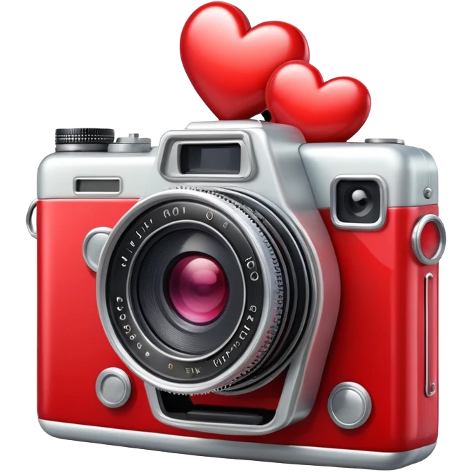 Retro camera with heart  emoji