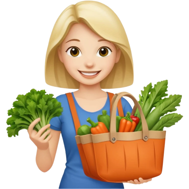 Shopper with veggie tote emoji